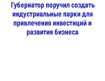 Губернатор поручил создать индустриальные парки для привлечения инвестиций и развития бизнеса 