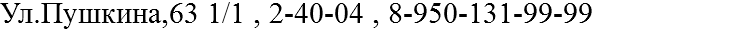 Ул.Пушкина,63 1/1 , 2-40-04 , 8-950-131-99-99